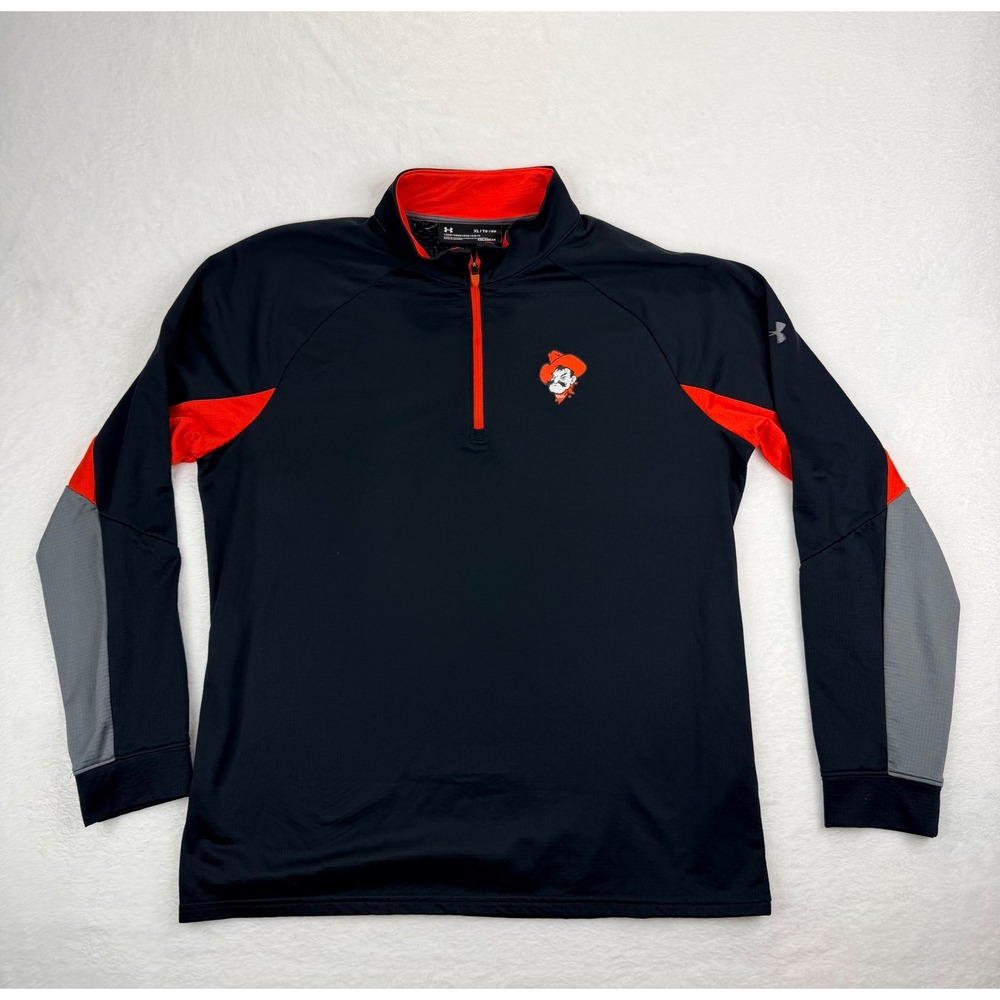 Under Armour Mens Oklahoma State Cowboys ColdGear 1/4 Zip Pullover Black XL TG